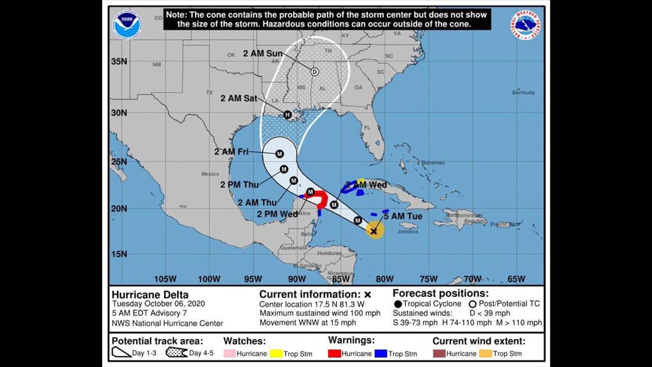 Delta a category 2 hurricane, extremely dangerous conditions expected