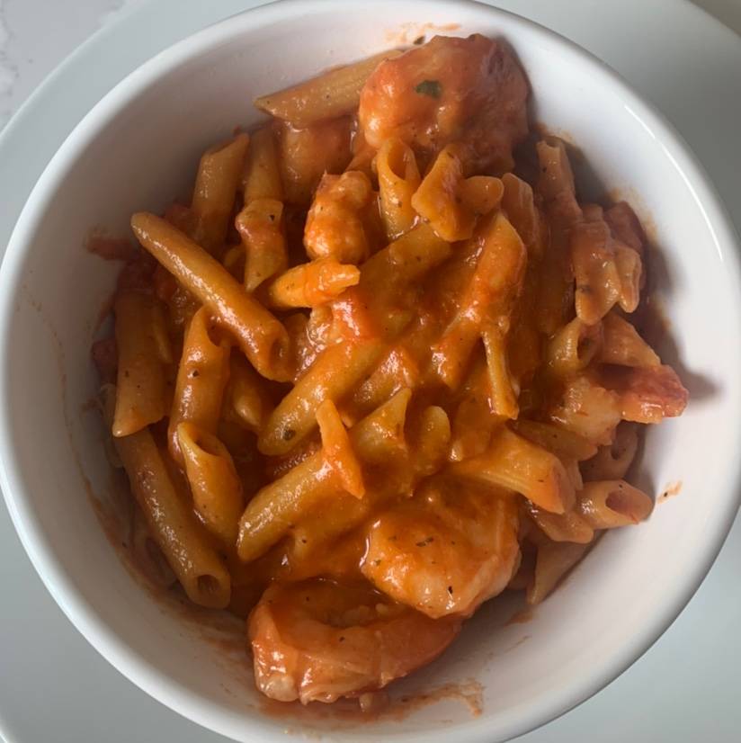    Penne in vodka sauce with lobster, shrimp and scallops